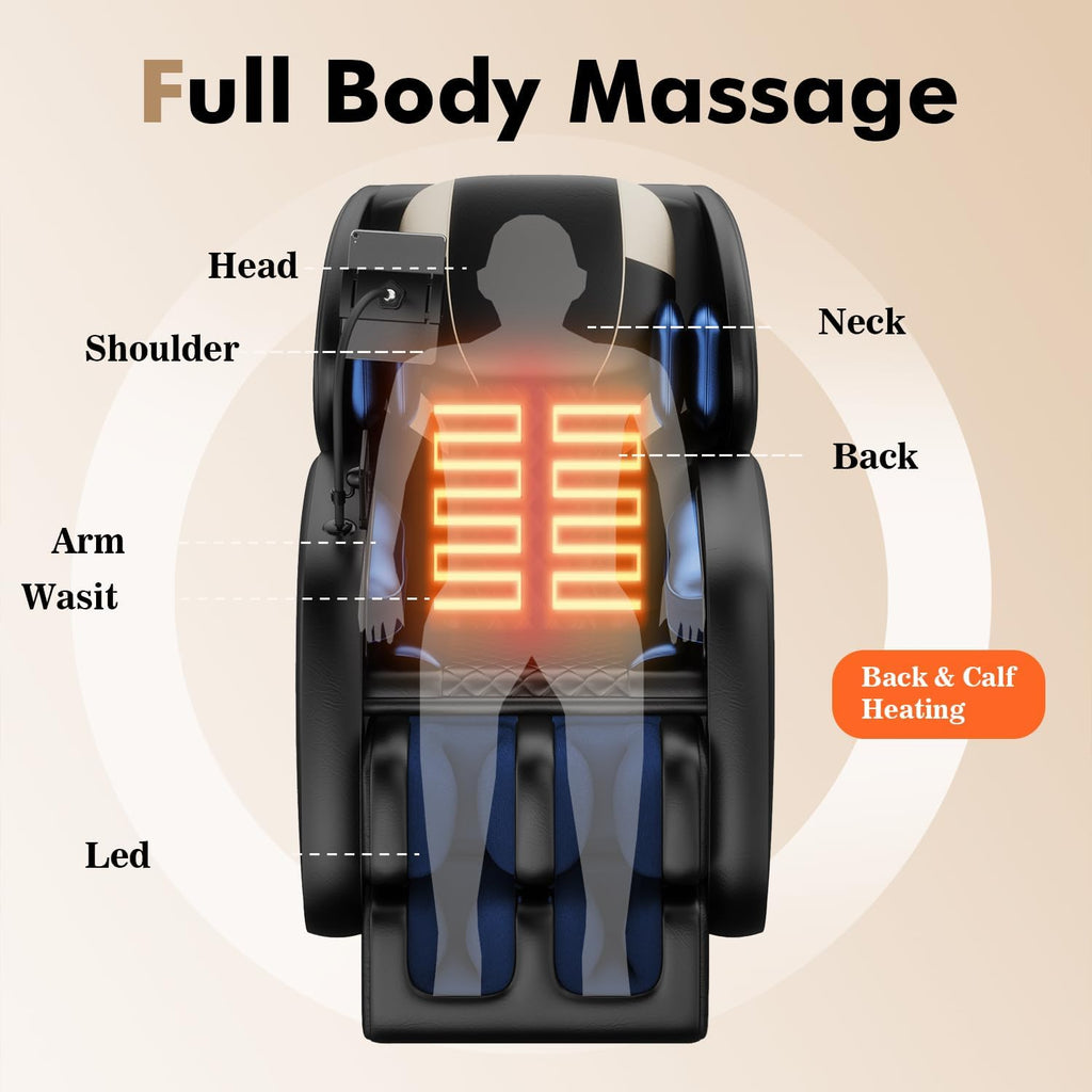 2026 Massage Chair Full Body, Zero Gravity SL-Track Shiatsu Massage Recliner Chair with Body Scan, 6 Fix Point Rollers,Airbags,Deep Yoga Stretch, Heating Function, Black