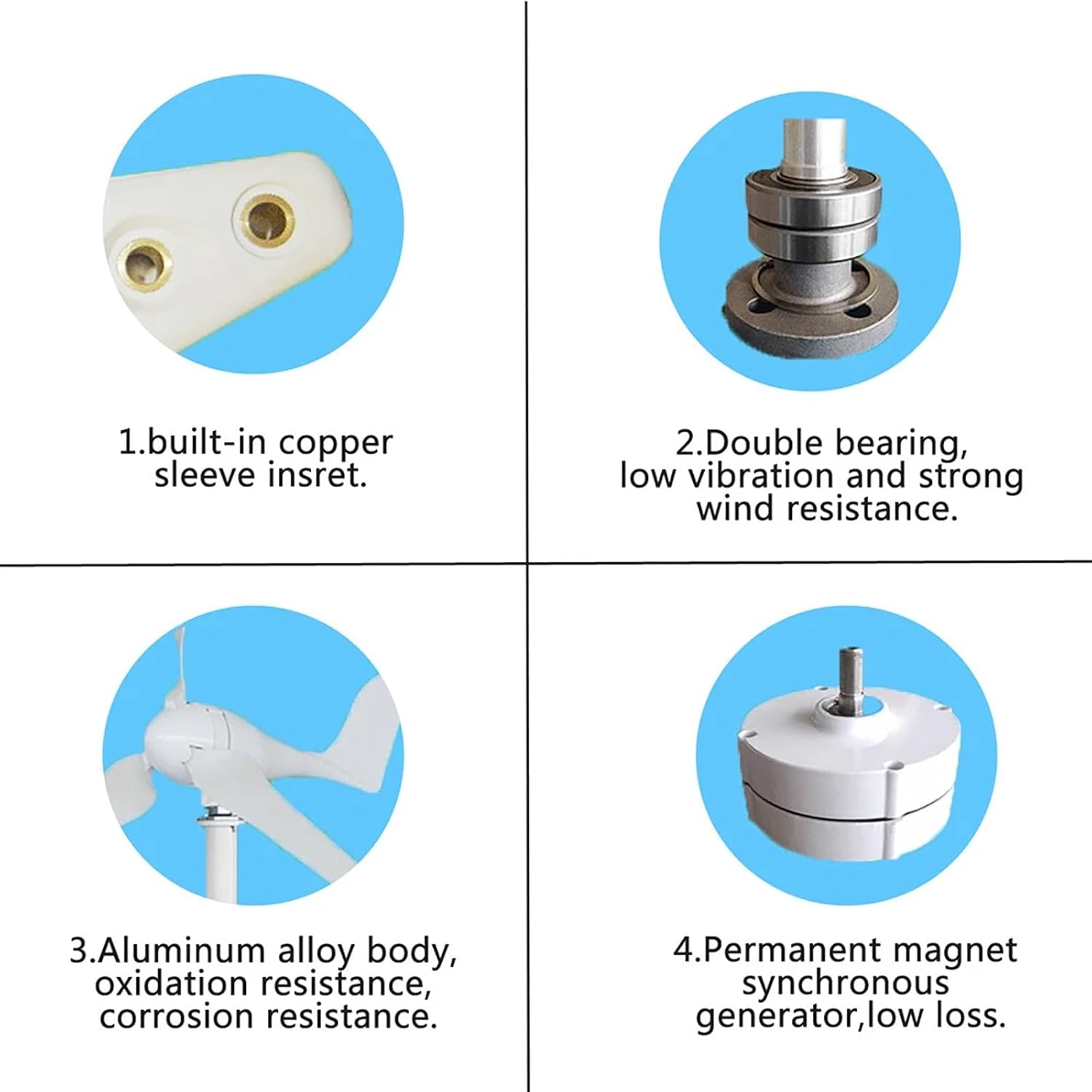 3000W Wind Turbine Generator Kit 12V/24V/48V With Wind Controller, For Home Backup, Off-Grid Cabin, Street Light, Solar Hybrid System(24V)