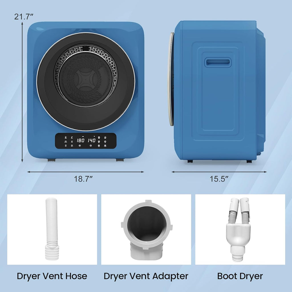 Auertech 1.8 CU.FT. Portable Dryer for Apartment Laundry, Portable Clothes Dryer with Boot Dryer & 6 Drying Modes, LED Control Panel, Stainless Tub, Compact Dryer for Apartment, RVs, Dorms