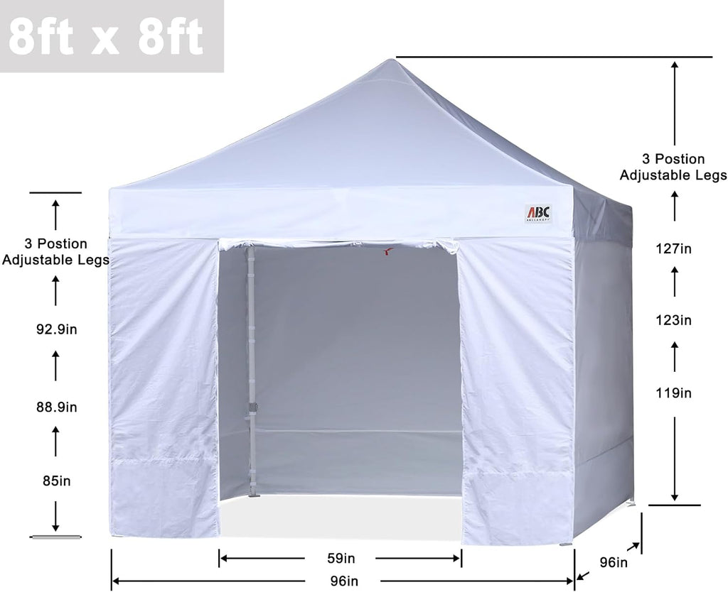 ABCCANOPY Easy Pop Up Canopy Tent with Sidewalls Commercial -Series, White