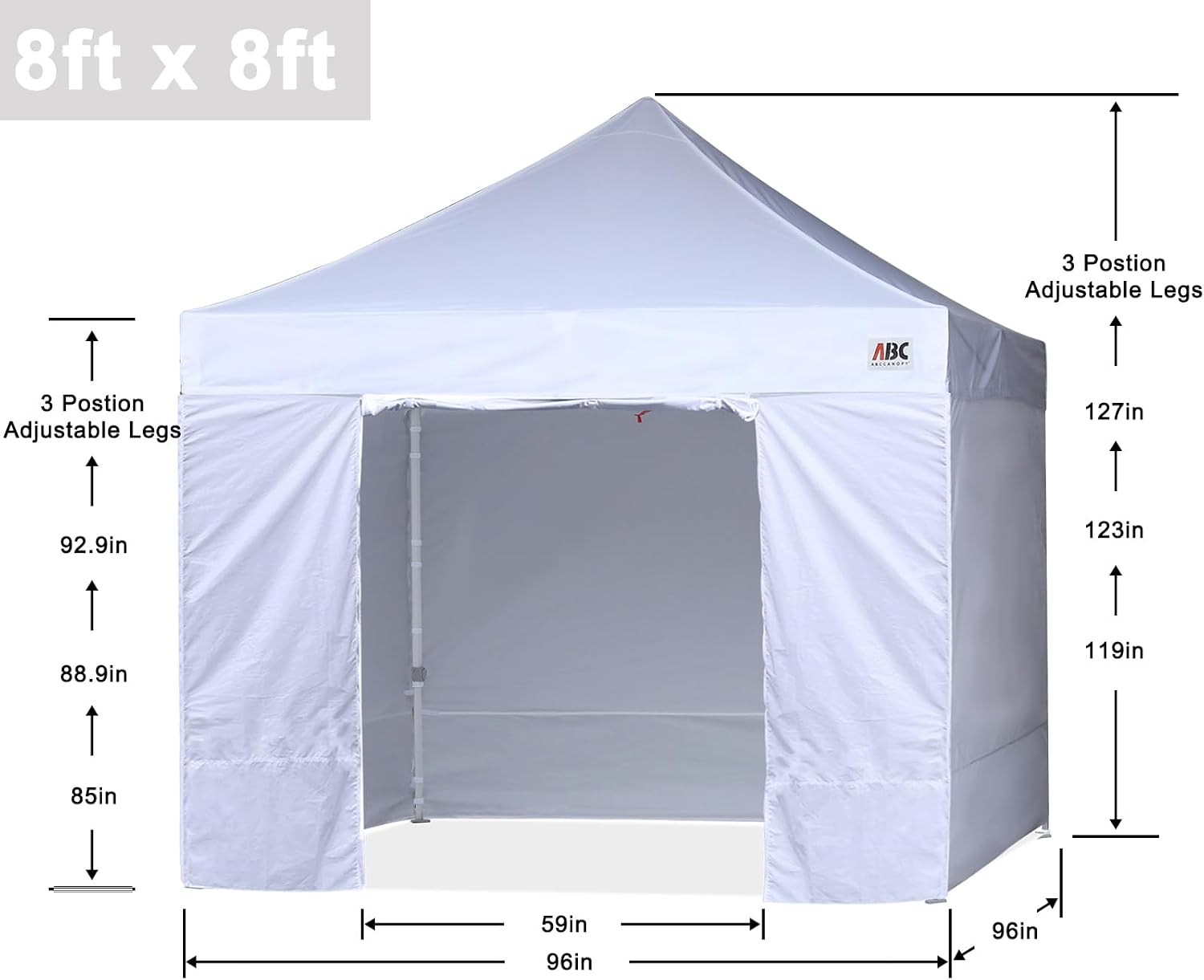 ABCCANOPY Easy Pop Up Canopy Tent with Sidewalls Commercial -Series, White