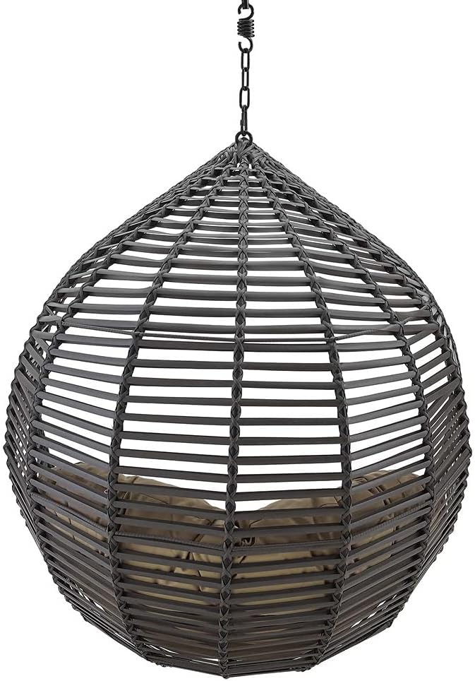 Modway Garner Teardrop Outdoor Patio Swing Chair Without Stand in Gray Mocha