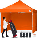 ABCCANOPY Easy Pop Up Canopy Tent with Sidewalls 10x10 Commercial -Series, Orange