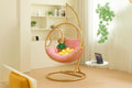 First of a Kind Tarzan Egg Swing Chair - Luxurious Hanging Chair with Stand Durable Metal Frame & Plush Soft Cushions - Elegant Chair Swing for Living Rooms, Bedrooms, Pink