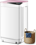 COSTWAY Portable Washing Machine, 7.7lbs Capacity Compact Laundry Washer and Spin Combo with 6 Programs, Built-in Barrel Light, Full-Automatic Washing Machine for Apartments Camping RVs Dorm, Pink
