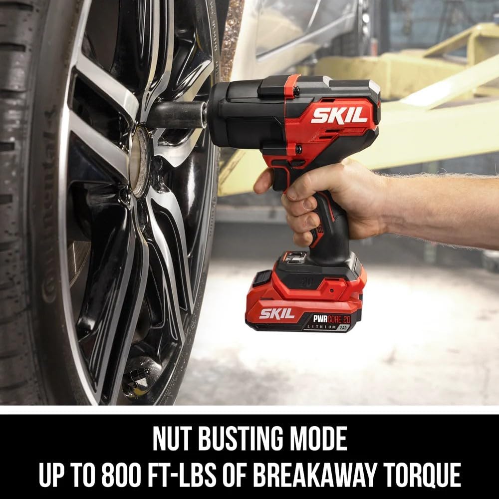 SKIL PWR CORE 20 Brushless 20V 1/2-Inch Mid-Torque Impact Wrench Tool Only- IW5761B-00
