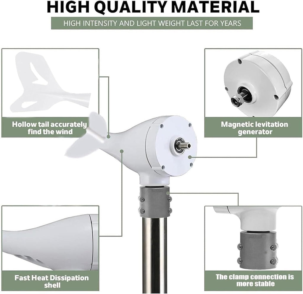 Efficient Wind Turbine Generator,with 8 Blades Vertical Axis Wind Turbines Generator Kit with Solar Wind Hybrid Controller,for Household Power Supply, Road Infrastructure 48V-3000W