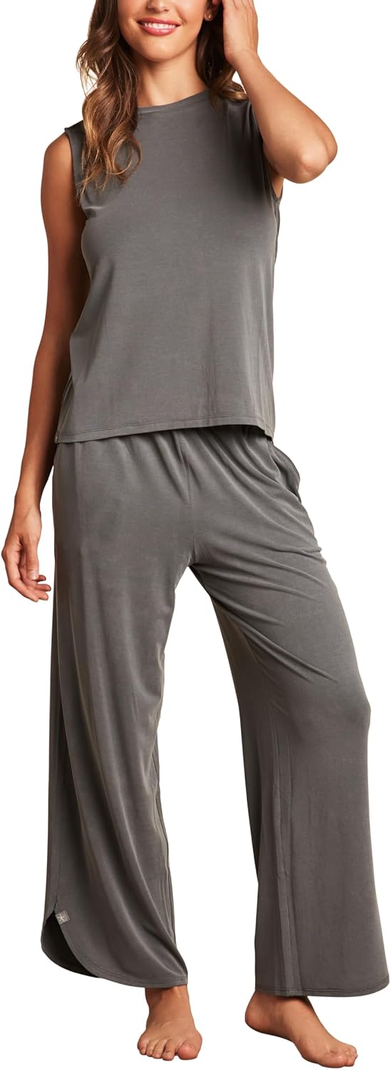 Barefoot Dreams Sand Washed Jersey Cropped Wide Leg Pant Set