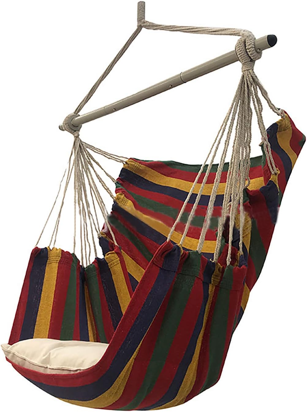 SRHWBF Hanging Rope Hammock with 2 Pillows Chair Swing Seat Cotton Canvas Hanging Chairs for Bedrooms Porch Chair Outdoor (S6)