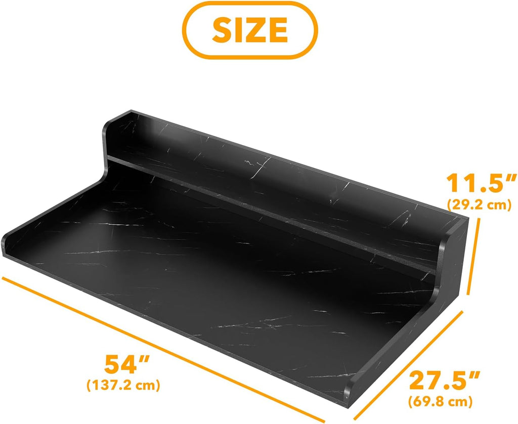 SpaceAid Washer Dryer Countertop with 2-Tier Shelf, Wood Topper with Edge, 54' Width x 27.5' Depth Cover Organizer Guard for Washer and Dryer Counter Laundry Hamper Storage (Black Marble)