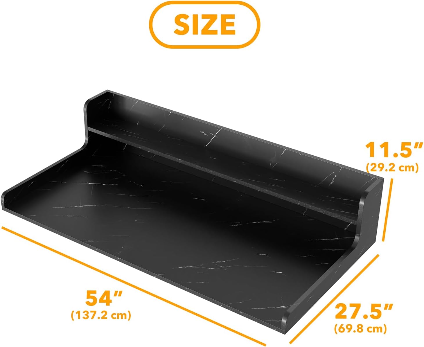 SpaceAid Washer Dryer Countertop with 2-Tier Shelf, Wood Topper with Edge, 54' Width x 27.5' Depth Cover Organizer Guard for Washer and Dryer Counter Laundry Hamper Storage (Black Marble)