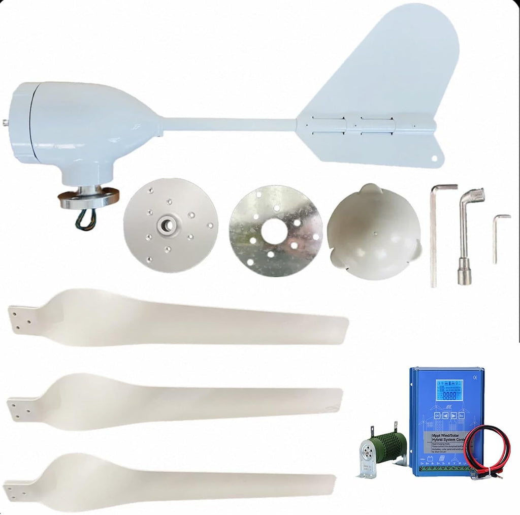 3000W Wind Turbine Generator Kit With MPPT Controller | 12V/24V/48V Permanent Magnet | Solar Complementary For Home/Street Lighting | IP67 Waterproof(24V)
