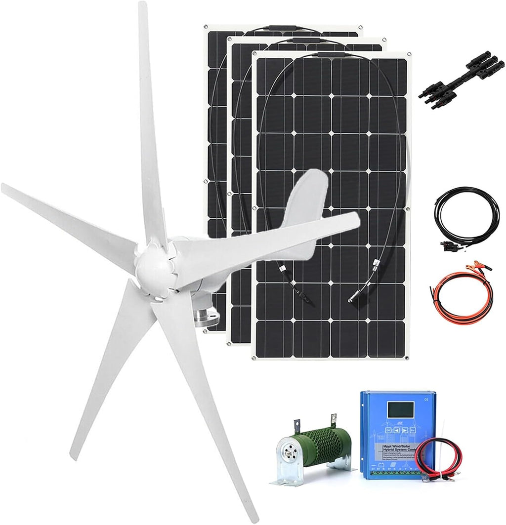 3000W Wind Turbine Generator 12V 24V 48V With MPPT Controller And 300W Solar Panel, Permanent Magnet Wind Generator Hybrid Power Kit For Off-Grid Home Use And Street Lighting(48V)