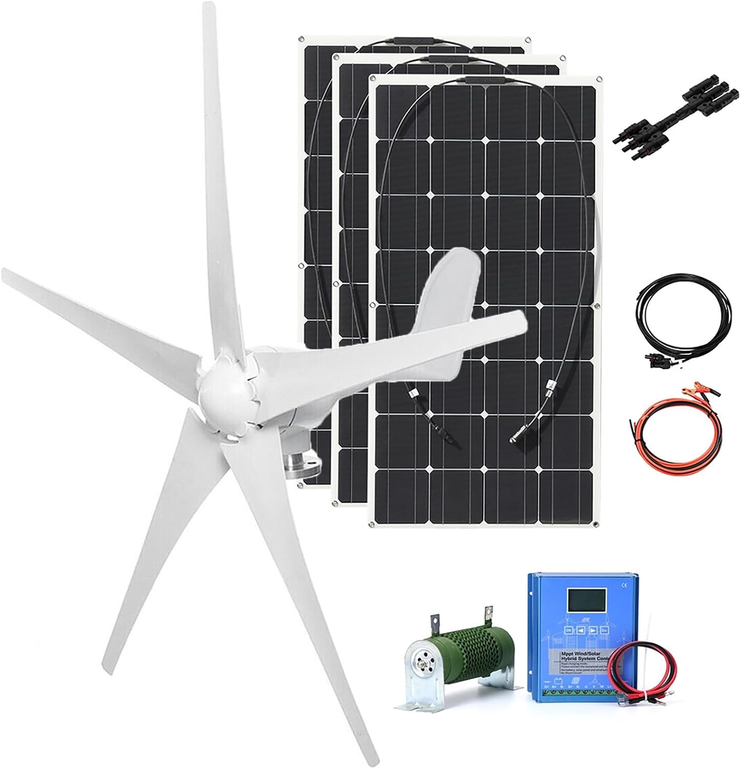 3000W Wind Turbine Generator 12V 24V 48V With MPPT Controller And 300W Solar Panel, Permanent Magnet Wind Generator Hybrid Power Kit For Off-Grid Home Use And Street Lighting(48V)