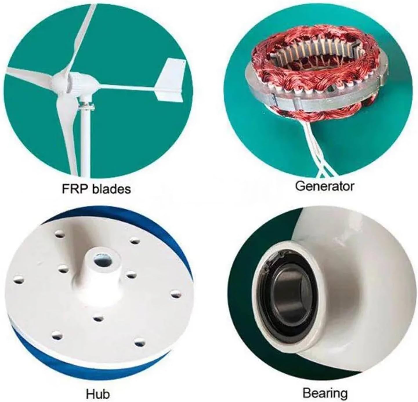 Wind Turbines, Low Speed Start Wind Turbine Generator 3000W 12V 24V 48V Free Alternative Energy Windmill 3 Blades(12V)