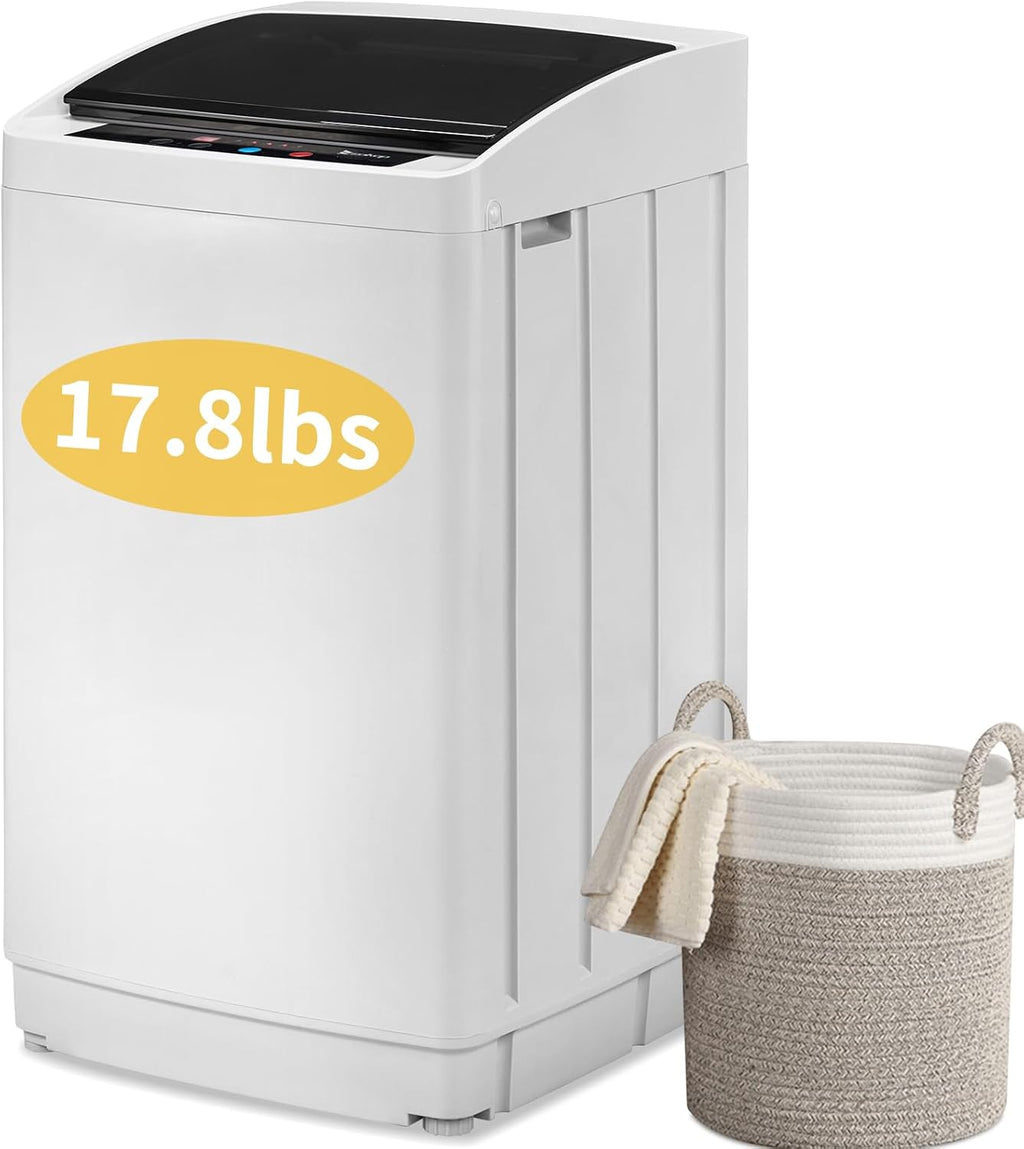 Winado Full Automatic Washing Machine, 17.8Lbs Top Load Portable Washer with Drain Pump, 8 Wash Programs 5 Water 2 in 1 Washer and Dryer for Apartments, RV, Camping