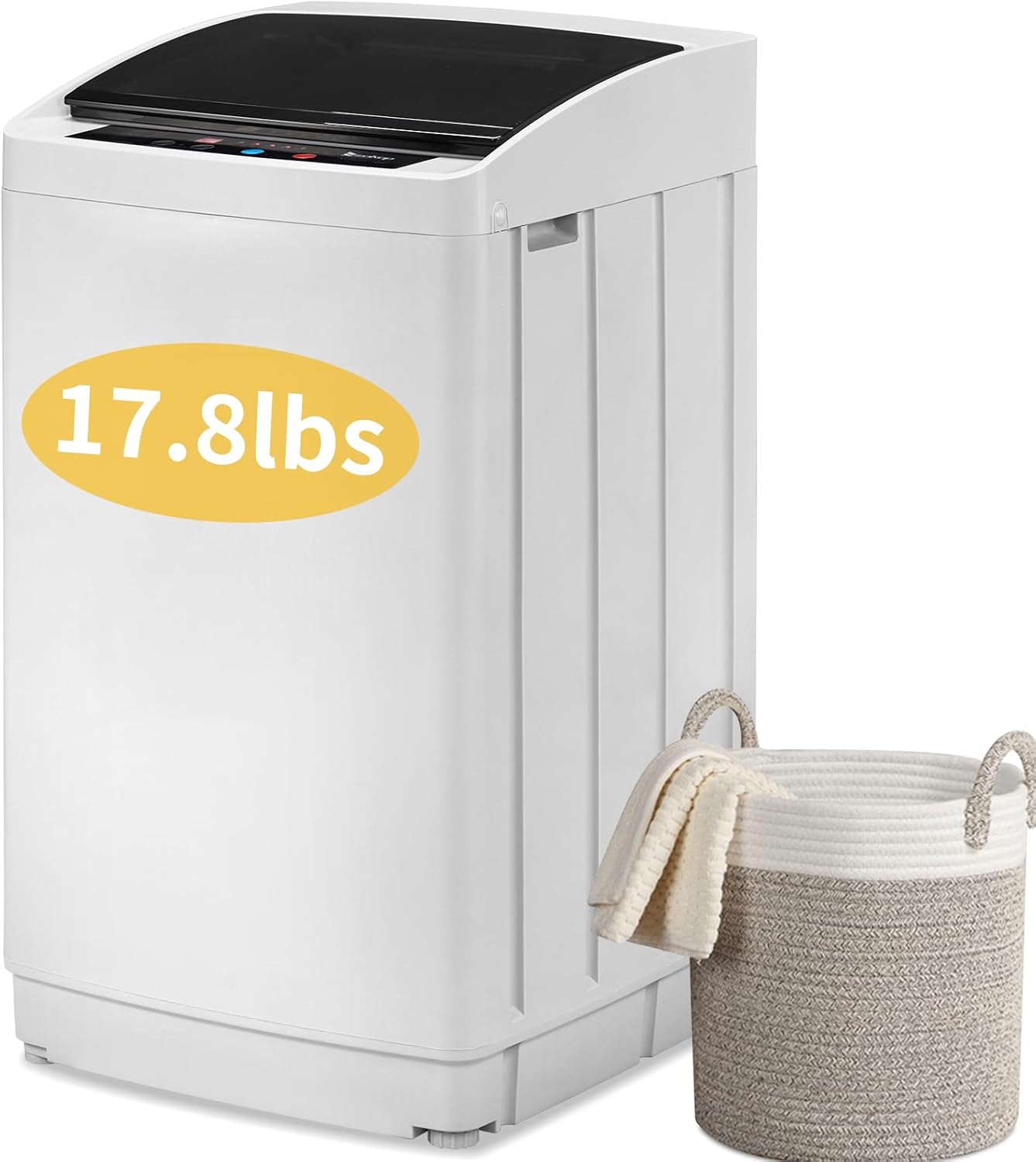 Winado Full Automatic Washing Machine, 17.8Lbs Top Load Portable Washer with Drain Pump, 8 Wash Programs 5 Water 2 in 1 Washer and Dryer for Apartments, RV, Camping