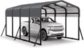 Jocoevol 12x20FT Metal Carport, Heavy Duty Car Garage w/Reinforced Support Rods and Windproof Ground Anchors, All-Weather Multi-Use Outdoor Shelter for Car, Boats and Truck