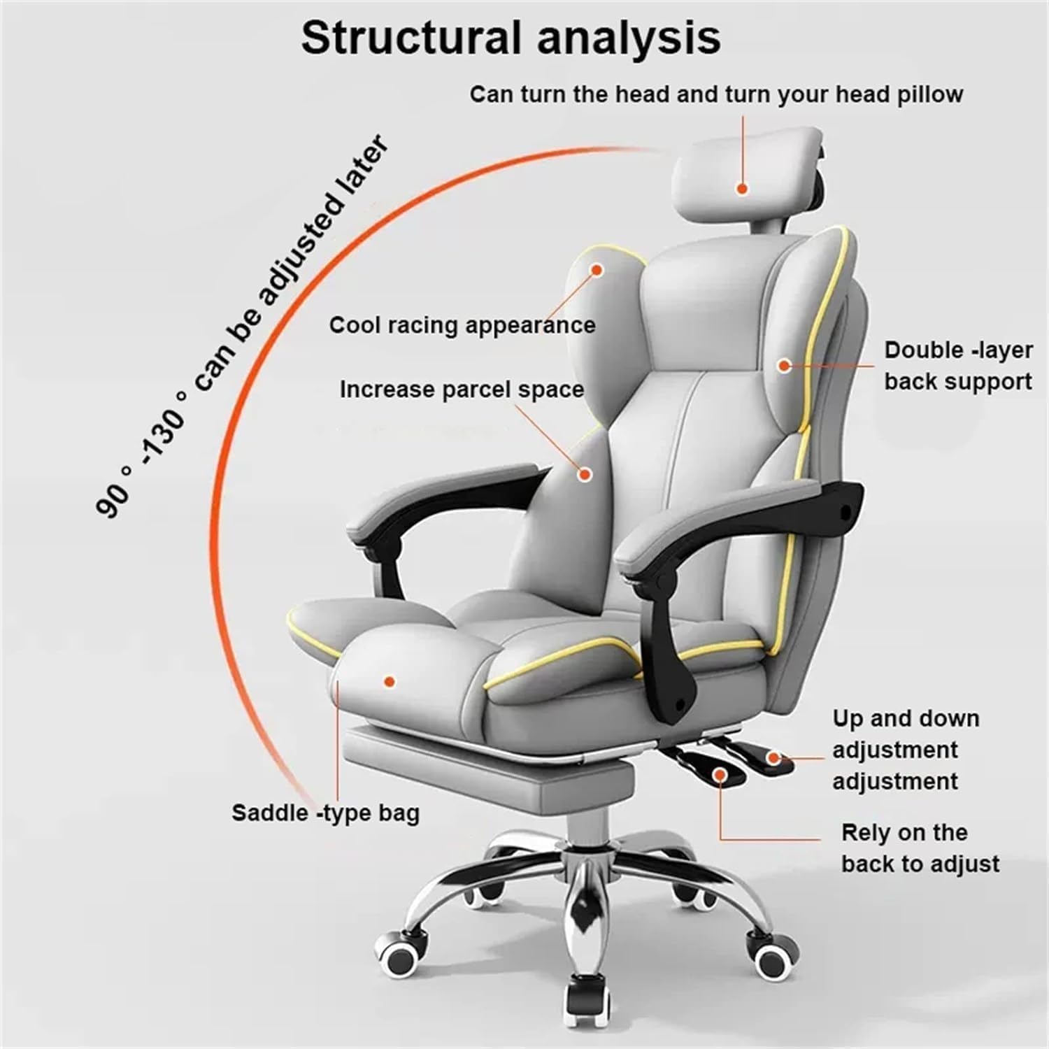 Executive Office Chair PU Leather Desk Chairs with Arms and Footrest, Ergonomic Computer Chair with Wide Seat for Comfort(Black)