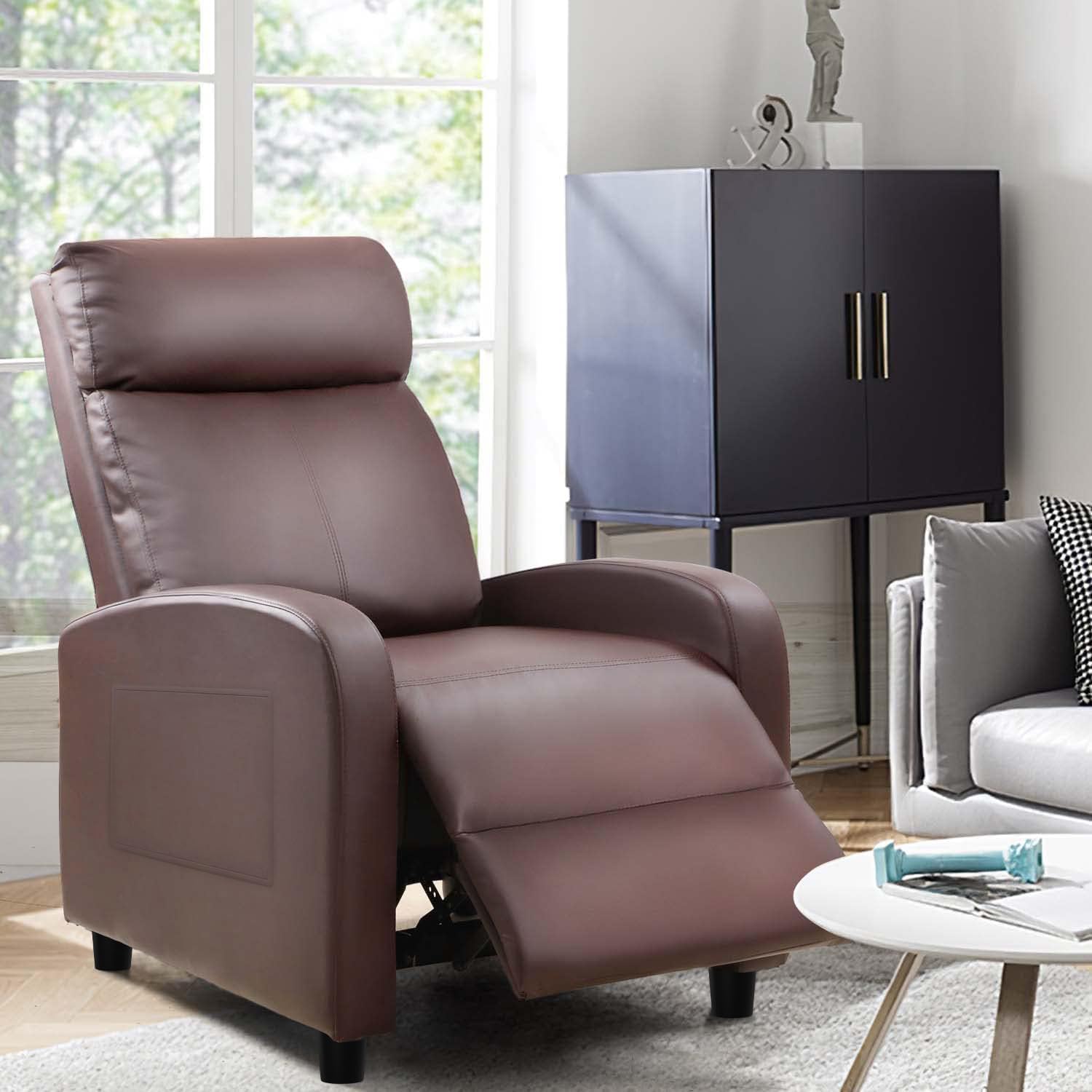 Devoko Massage Recliner Chair Home Theater Seating Pu Leather Modern Living Room Chair Furniture with Padded Cushion Reclining Sofa Chairs (Brown)