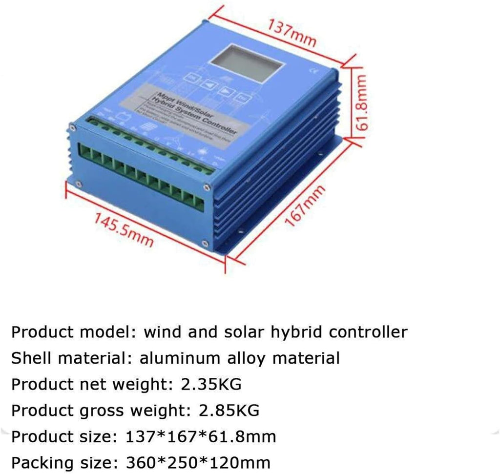 2000W-6000W MPPT Solar Charge Controller, 12V 24V 48VWind Solar Hybrid Charge Controller with Dump Load for Wind Turbine Generator Charger Battery(24v,4000w)