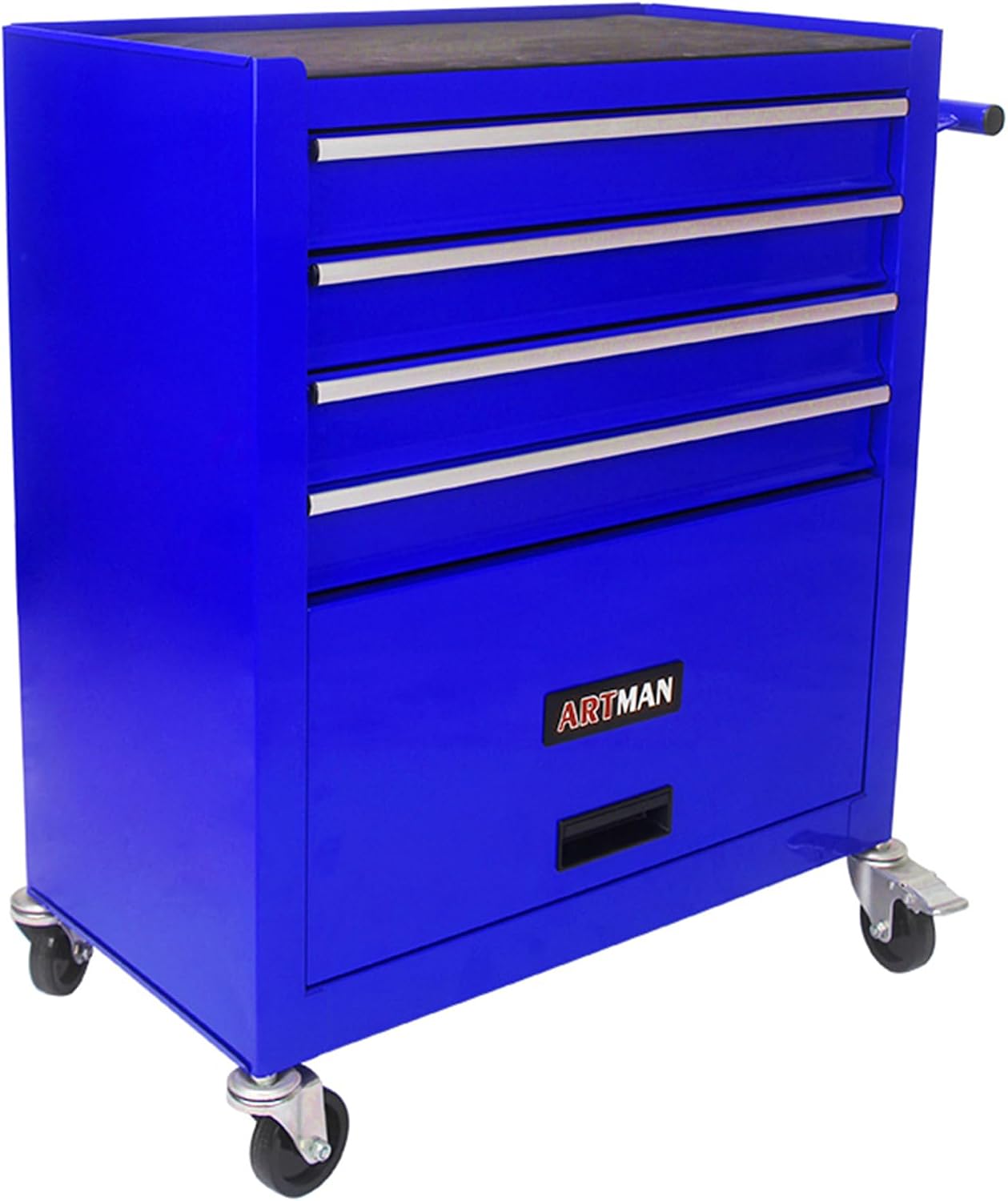 4-Drawer Tool Cart on Wheels, Drawers Rolling Tool Chest with 1 Cabinet, Mobile Trolley Organizer Tools Box with Locking Wheels & Ball Bearing Drawers for Garage,Warehouse,Repair Shop (Blue)