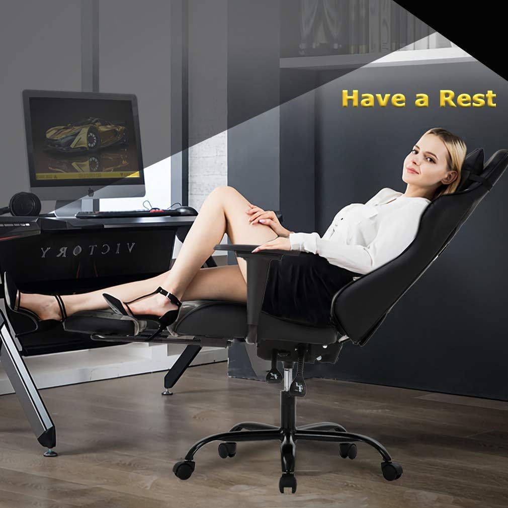 BestOffice | Ergonomic Gaming Chair | Camo | Reclining Computer Chair with Lumbar Support, Headrest Pillow, Adjustable Footrests | 360 Swivel with Heavy Duty Wheels | for Home & Office