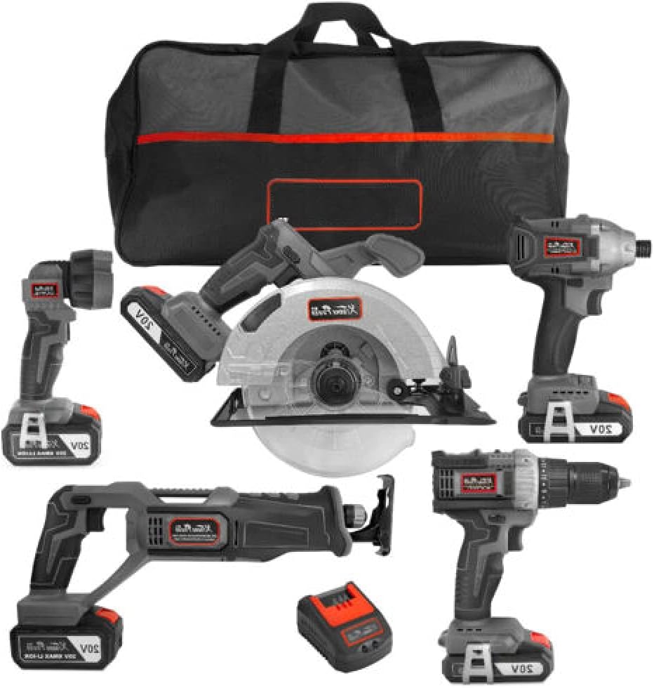 20-Volt Max Brushless Cordless Combo Kit Li-Ion 5-Tools w/Bag NEW,Jikkolumlukka