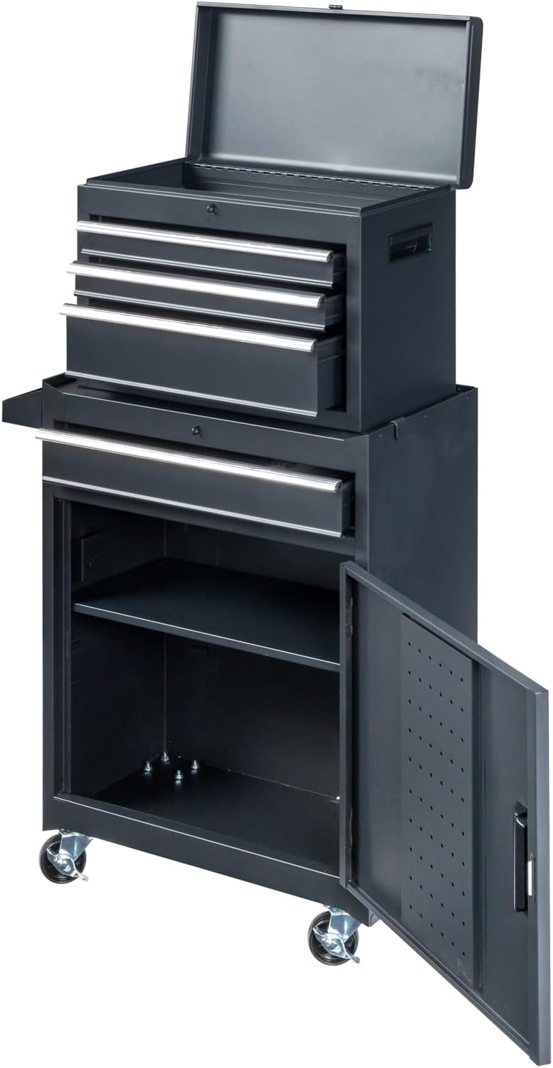 Rolling Tool Chest, Tool Box Organizer with Storage Cabinet, Portable Tool Cabinet, Rolling Tool Cart Utility Cart on Wheels, Industrial Mechanic Service Cart with Drawers for Garage, Repair Shop