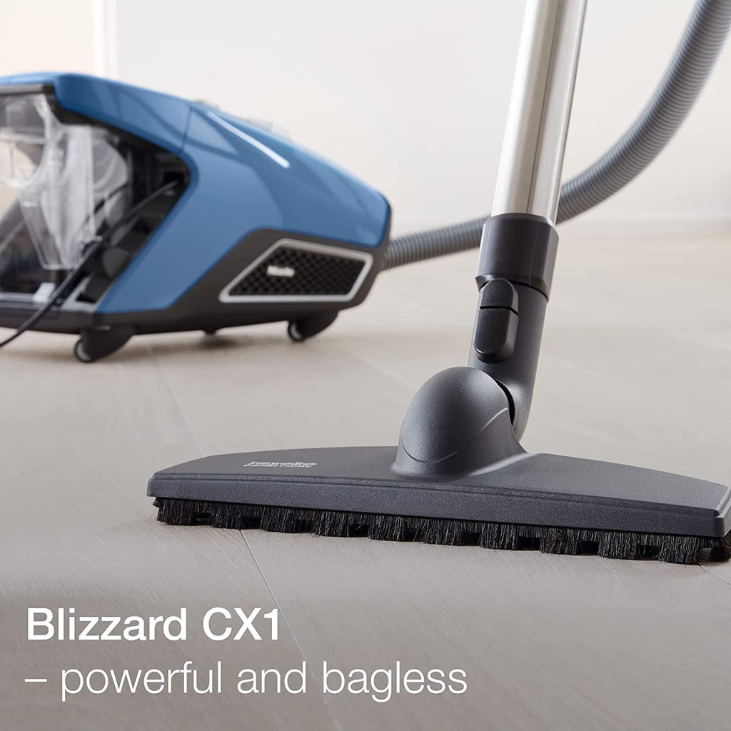 Miele Blizzard CX1 Turbo Team Bagless Canister Vacuum, Tech Blue with STB 305-3 TurboTeQ, SBB 300-3 Parquet Twister Floorhead, Dusting Brush on Handle,Crevice Tool and Upholstery Tool (7 Items)