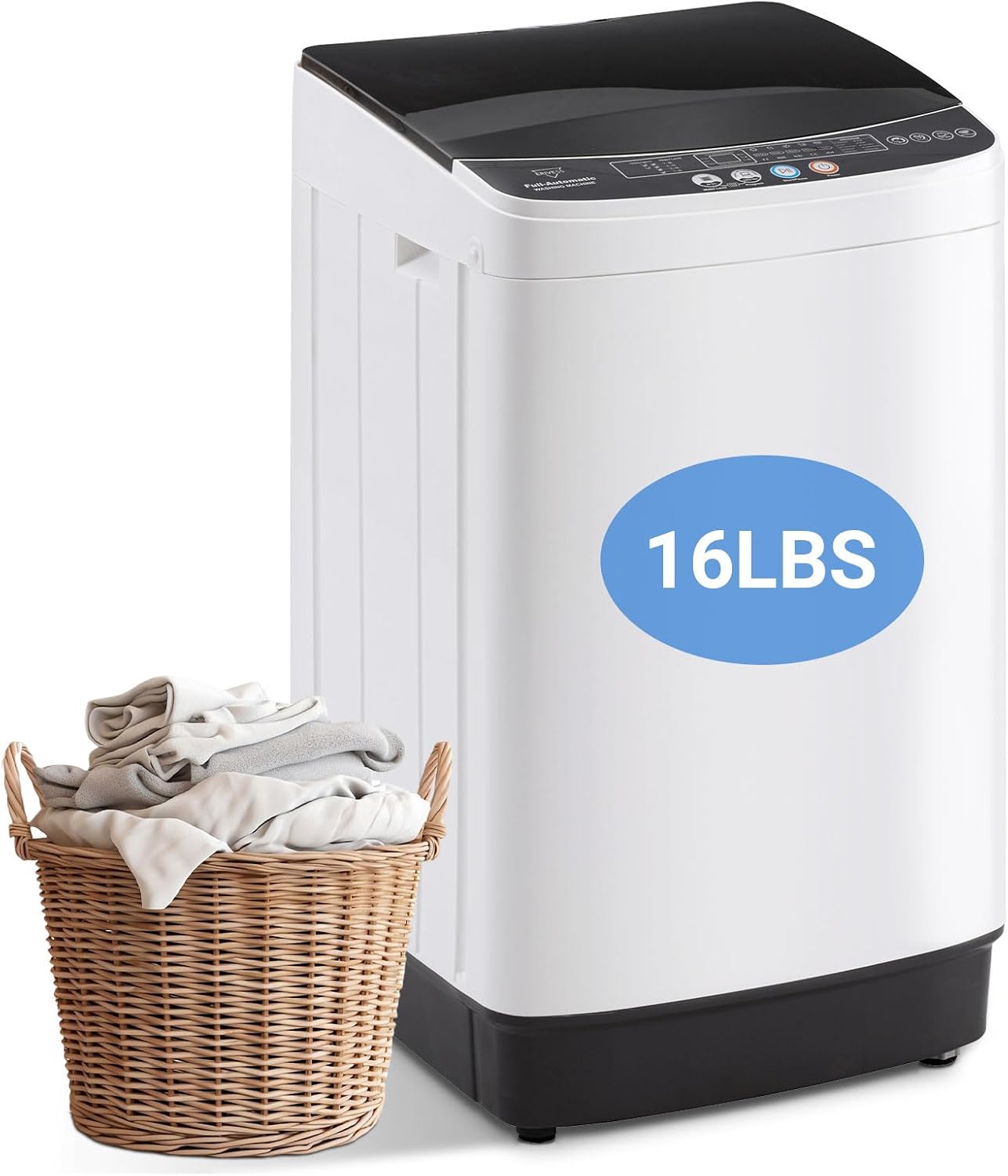 Erivess 16 lbs Portable Washing Machine, 2.0 Cu.Ft Capacity Full Automatic Washer for Homes & Apartments, 8 Wash Programs, Compact Laundry Washer for Homes & Apartments, Dorm, Small Spaces
