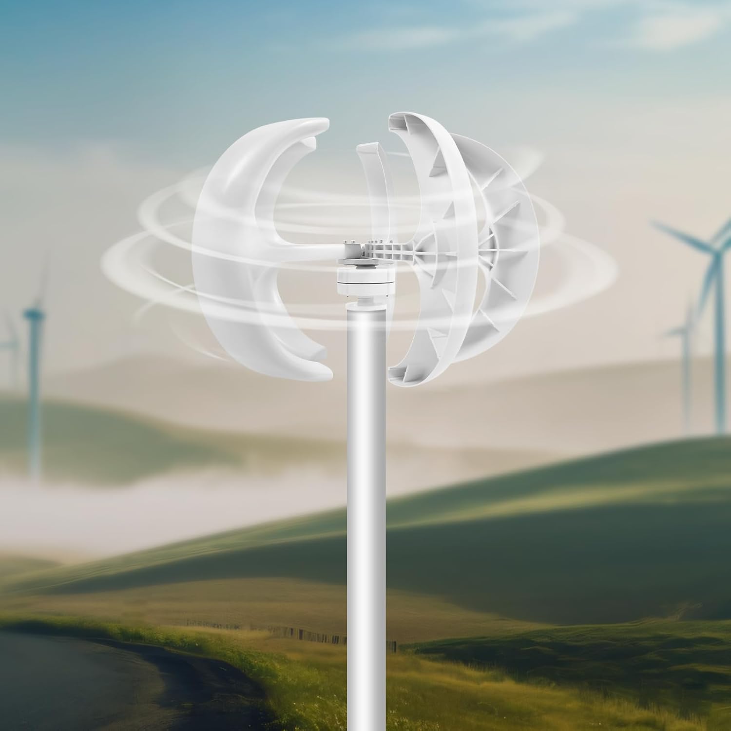 Wind Turbine Generator, 5 Blades Charger Controller 12V Kit, 600W Vertical Lantern Wind Turbine Generator