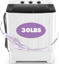 Nictemaw Portable Washing Machine, 30Lbs Compact Washing Machine, Twin Tub Laundry Washer Machine with Drain Pump, Semi-Automatic 19Lbs Washer and 11Lbs Spinner Combo for Apartments, Dorms, RVs