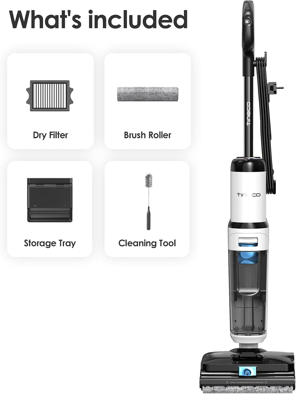 Tineco Corded 3-in-1 Wet Dry Vacuum Mop with Steam Function, FLOOR ONE S6 Stretch Steam, Tineco BoostSteam, 320℉ High-temp Steam Cleaning, 180° Lay-Flat, Anti-Tangle Design, One-Touch Self-Cleaning