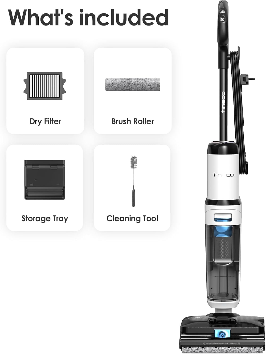Tineco Corded 3-in-1 Wet Dry Vacuum Mop with Steam Function, FLOOR ONE S6 Stretch Steam, Tineco BoostSteam, 320℉ High-temp Steam Cleaning, 180° Lay-Flat, Anti-Tangle Design, One-Touch Self-Cleaning