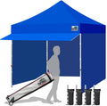 Eurmax USA 10x10 Pop Up Canopy,Commercial Tent with Patented No-Tip Rolling Bag,24sqft Extension Awning & 4 Zippered Removable Walls,UV & Water Resistant,Heavy Duty Instant Shelter Gazebo,Blue