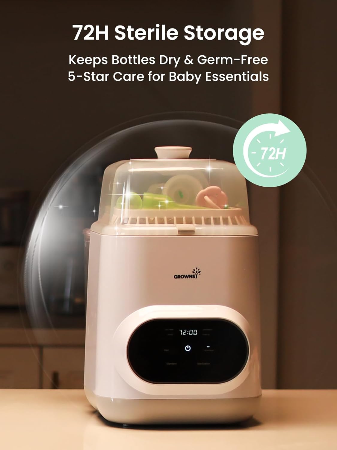 Grownsy EaseClean Bottle Washer Pro | All-in-One Bottle Washer and Sterilizer and Dryer | Baby Bottle Washer for Bottles, Pump Parts & Baby Essentials | Replaces Hand Washing