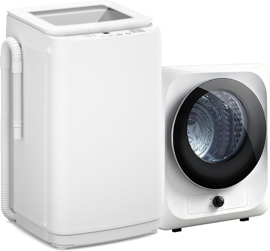 Auertech Portable Washer and Dryer Combo Set, 14 lbs Fully Automatic Washing Machine & 1.5 Cu.Ft Portable Clothes Dryers, Built-in Drain Pump, Compact Washer and Dryer for Apartment, RV, Dorm