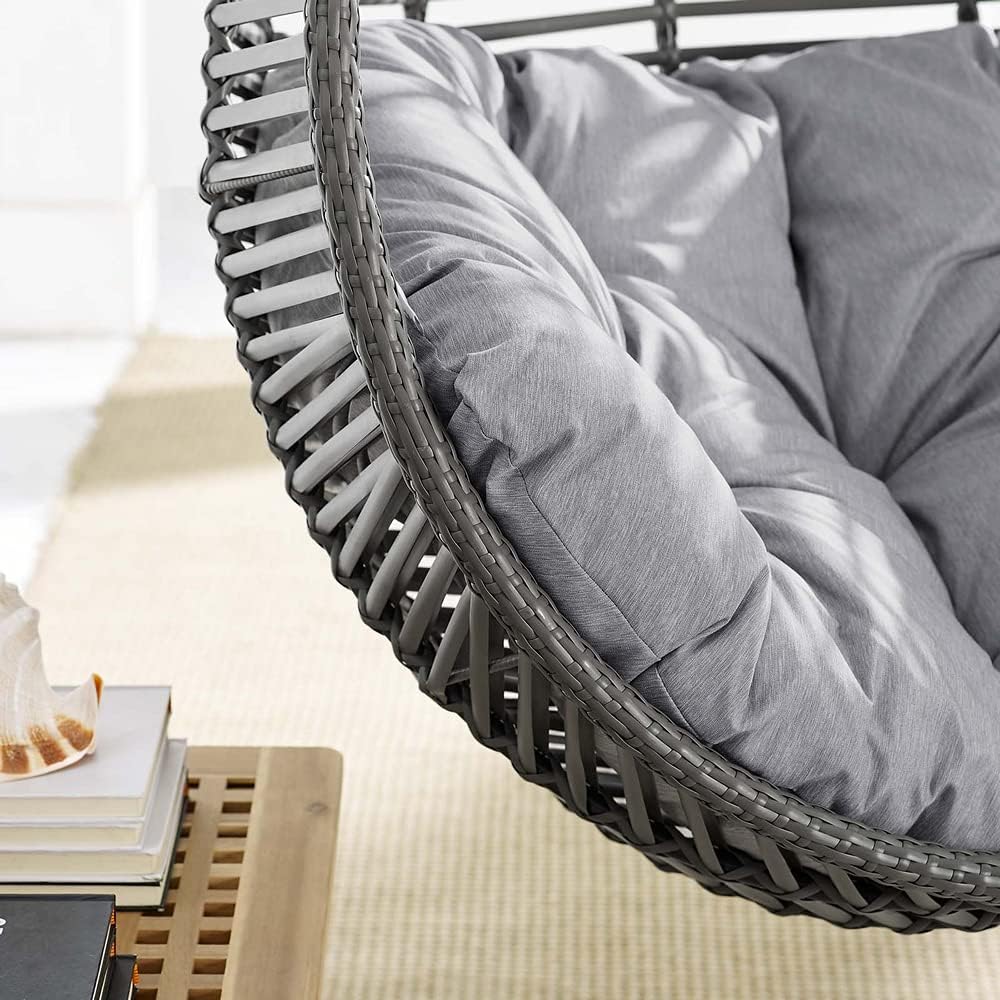 Modway EEI-3637-GRY-GRY Garner Teardrop Outdoor Patio Swing Chair Without Stand, Gray Gray, 28.5 x 41 x 125.5
