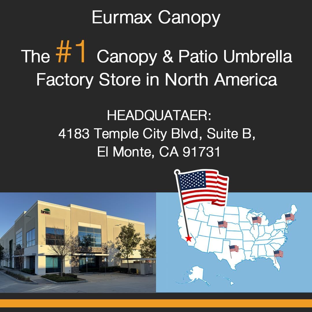 Eurmax USA 10x10 Pop Up Canopy,Commercial Tent with Patented No-Tip Rolling Bag,24sqft Extension Awning & 4 Zippered Removable Walls,UV & Water Resistant,Heavy Duty Instant Shelter Gazebo,Black