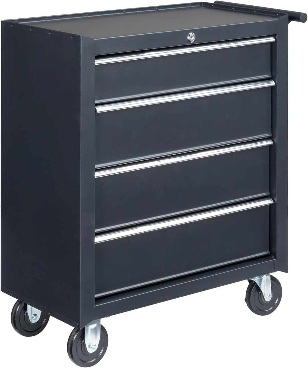 Vasitelan Tool Chest, 4 Drawers Rolling Tool Chest with Wheels, Portable Rolling Tool Box on Wheels, Tool Chest Organizer for Garage, Workshop, Home Crafts Use (Black)