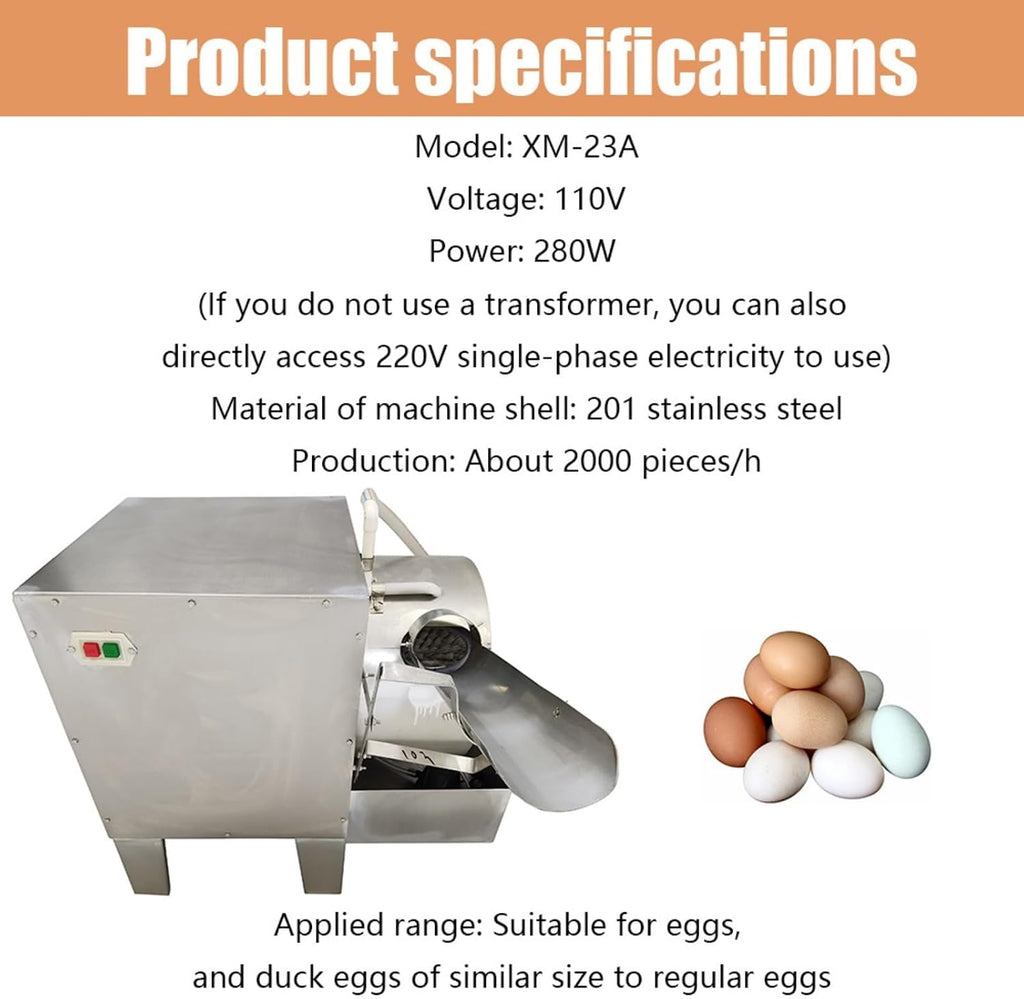Commercial Egg Washing Machine, Automatic Poultry Egg Cleaner for Chicken/Duck/Goose Eggs, Electric Farm Eggs Surface Cleaning Machine 2000 Pcs/H 110V