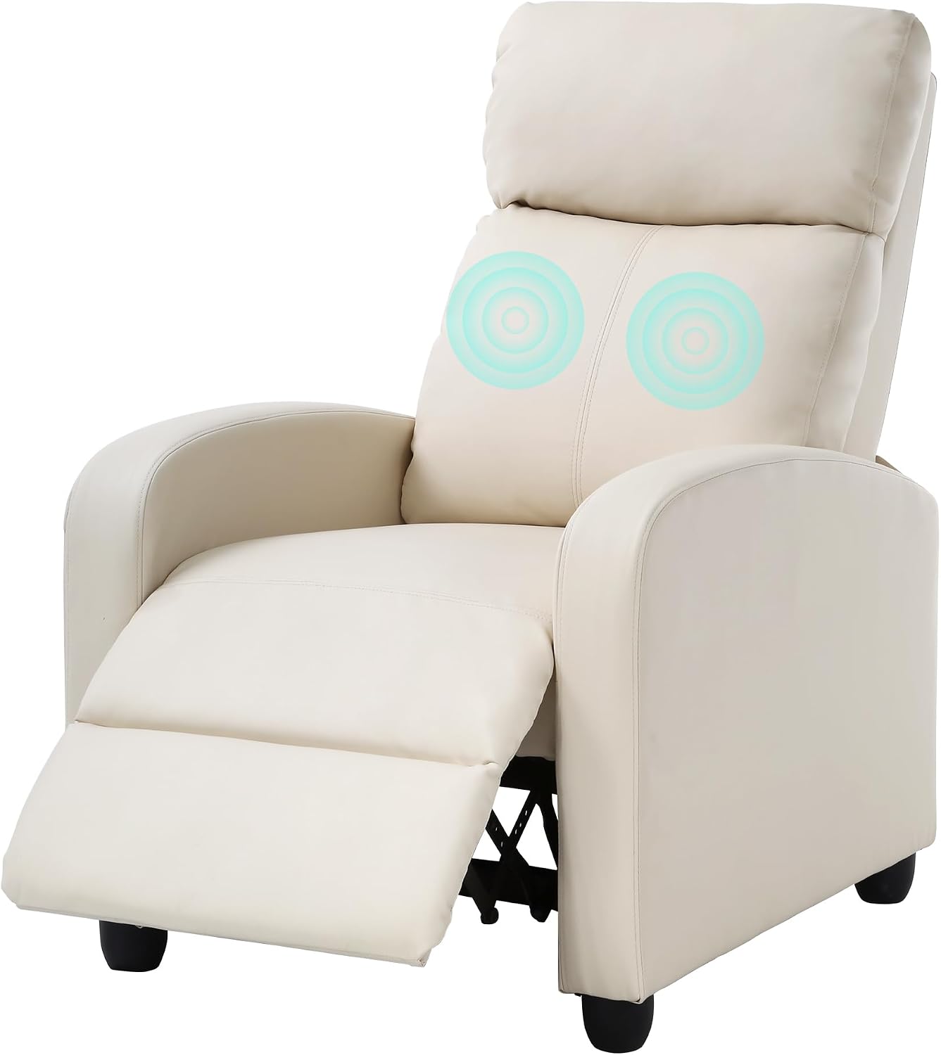 MKDLUFEI Massage Recliner Chair, Single Sofa Chair with Remote Control, Adult Chair Recliner, Living Room Recliners with Pu Leather Push Back Backrest, Beige