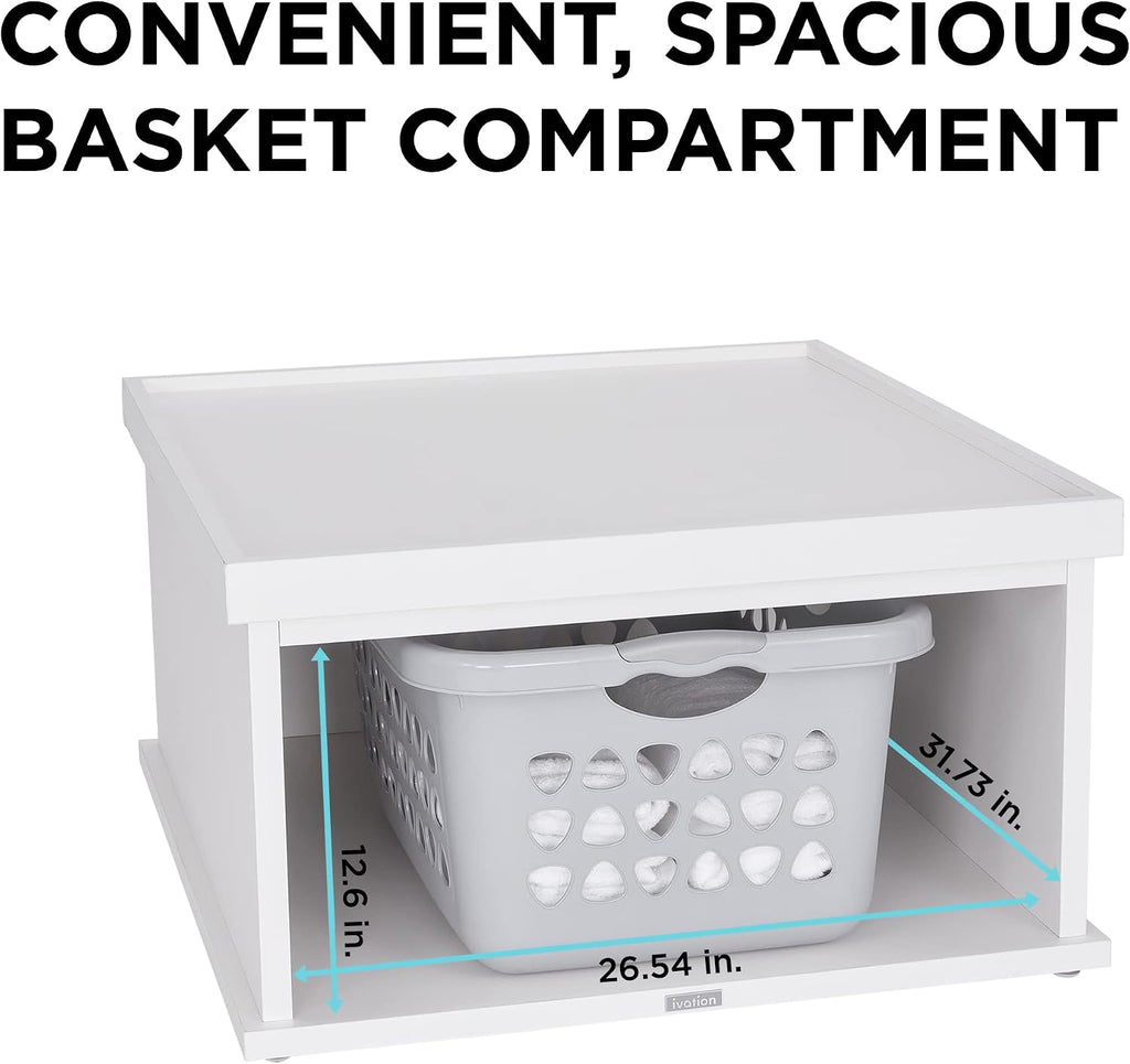 Ivation | Wooden Laundry Pedestal for Washer & Dryer, Made to Fit All Machines - Whirlpool, LG, GE, Samsung, and More, Made of Durable Solid Wood Material, 33.86' x 29.92'