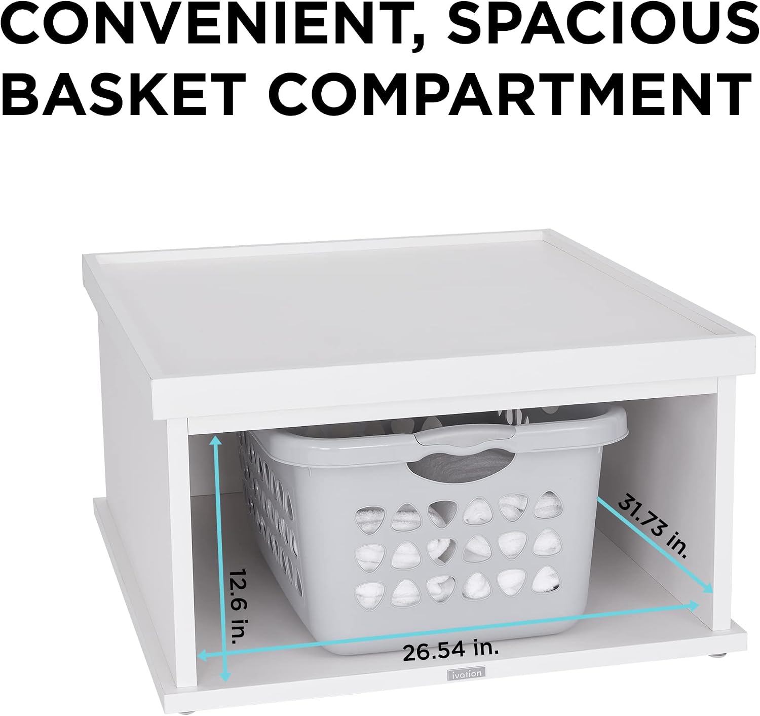 Ivation | Wooden Laundry Pedestal for Washer & Dryer, Made to Fit All Machines - Whirlpool, LG, GE, Samsung, and More, Made of Durable Solid Wood Material, 33.86' x 29.92'