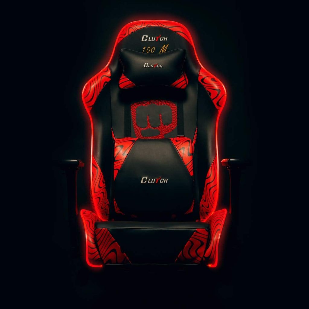 Clutch Chairz Pewdiepie Chair LED 100M- Ergonomic Gaming Chair, Video Game Chairs, Office Chair, High Chair and Lumbar Pillow for Computer Desk - Black - Throttle Series