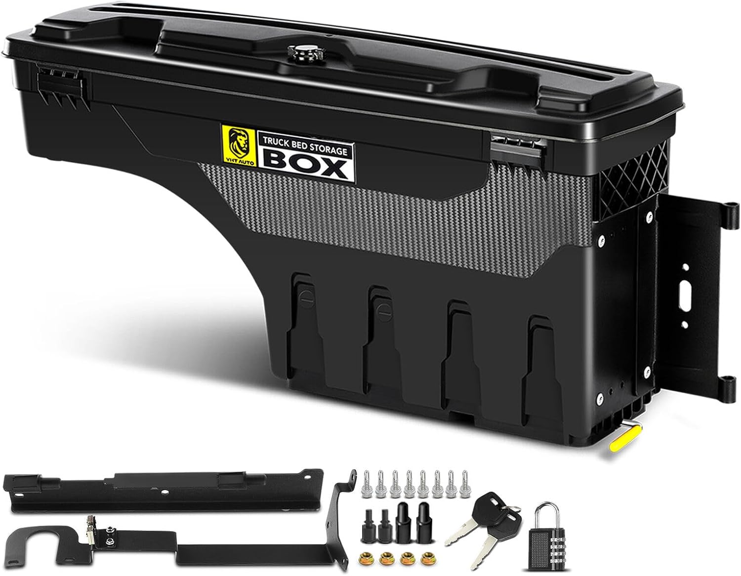 YHTAUTO Truck Bed Storage Tool Box Lockable Compatible with Ford Ranger 2019 2020 2021 2022 2023, Passenger Side, Not Fit the Model with Bed Liner, Swing Waterproof Wheel Well Toolbox