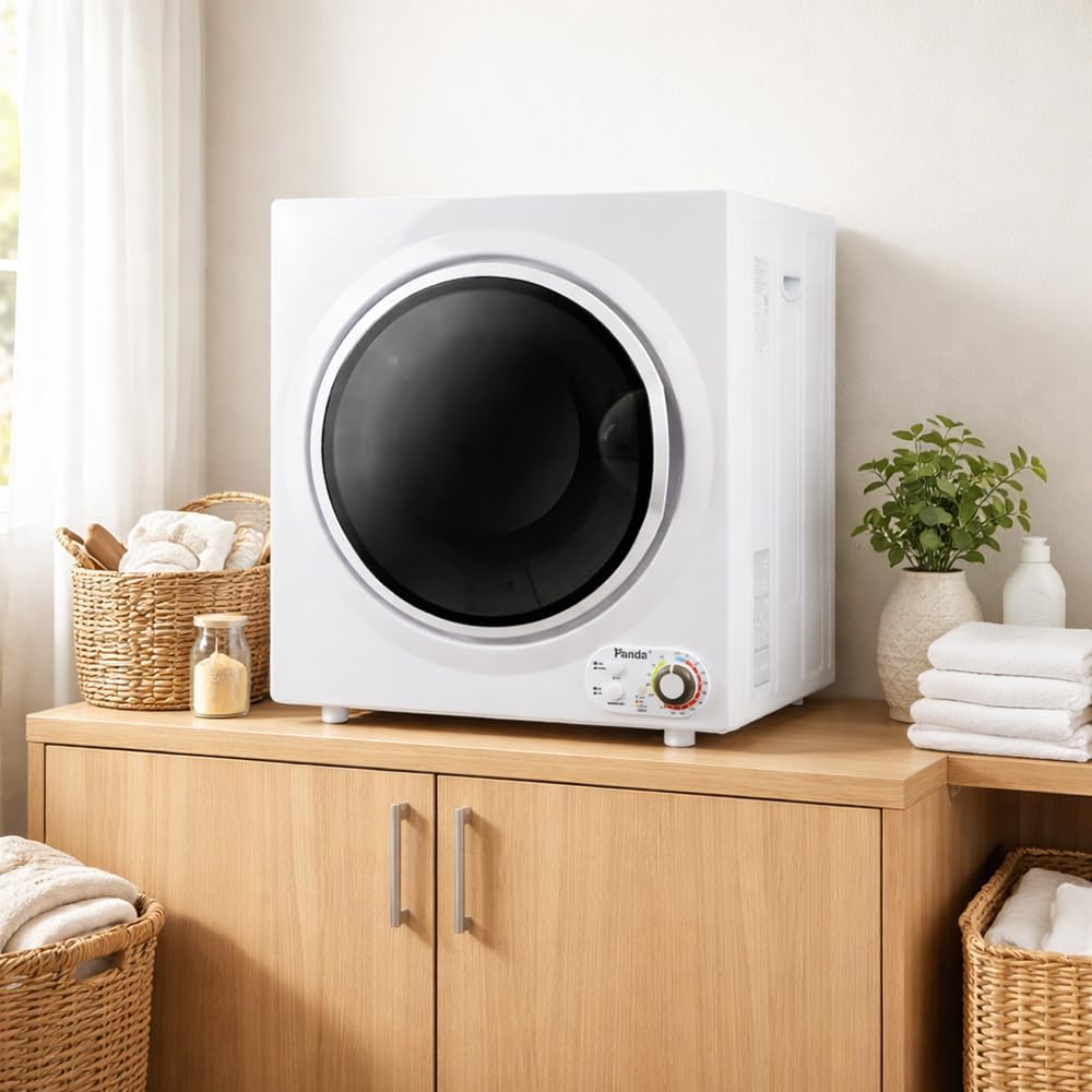 Panda Compact Dryer 13.2 lbs Load Volume 110V 1500W Portable Clothes Dryer 3.5 cu.ft. Stainless Steel Tub, 4 Drying Modes