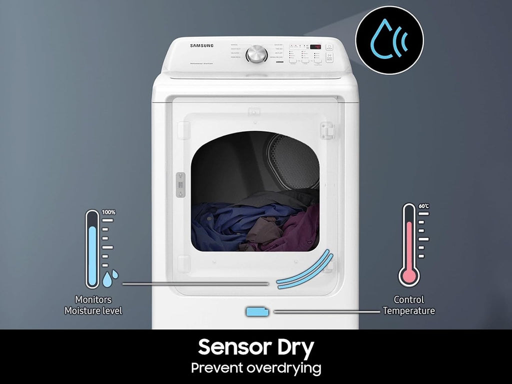 Samsung Smart 4.7 Cu Ft Top Load Washer & 7.4 Cu Ft Electric Dryer, Sensor Stops Overdrying, Low Vibration Quiet Wash, WaterJet w/Power Cords, Hoses, Vent Duct, 1 Year CPS Protection Bundle (White)