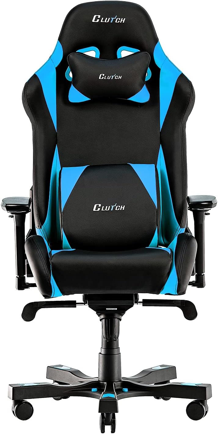 Clutch Chairz - Ergonomic Gaming Chair, Video Game Chairs, Office Chair, High Chair and Lumbar Pillow for Computer Desk - Black/Blue - Throttle Series